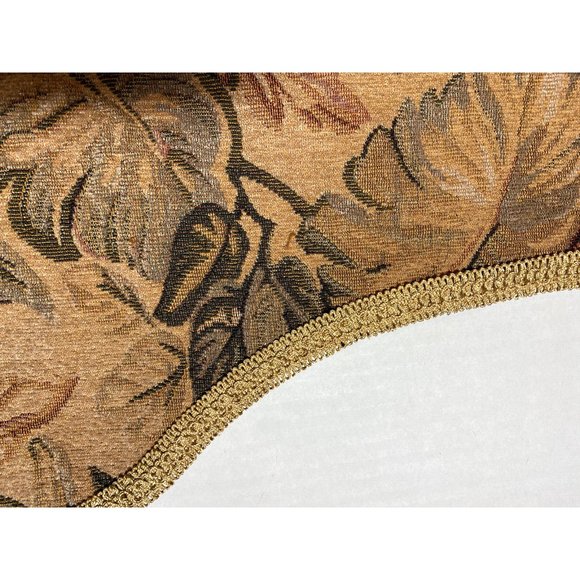 2 Vintage Scalloped Valances Short Curtains Tan Leaves Floral Tapestry Gold Pair - Picture 4 of 5
